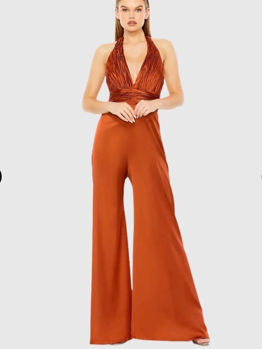Leena for Mac Duggal Satin Halter Maxi Gown Size 10